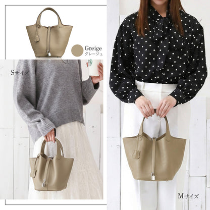 本革 キューブバッグ レディース ｜牛革 ハンドバッグ バケツ型 自立 軽量 底鋲付き Sサイズ Mサイズ 大容量 バッグインバッグ付き